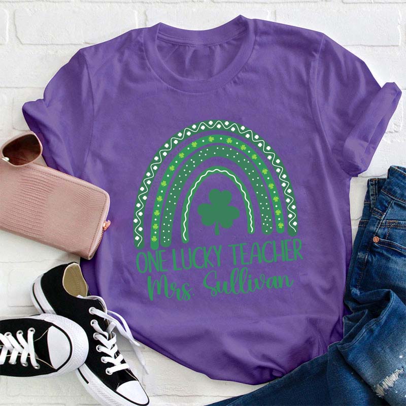 Personalized Rainbow One Lucky Teacher T-Shirt