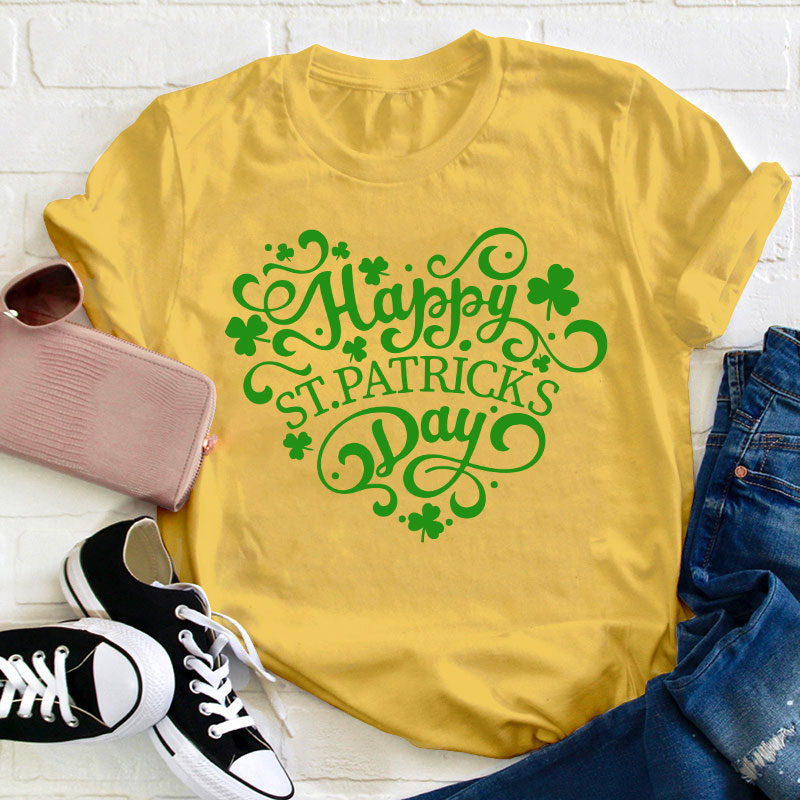 St Patricks Day Heart Teacher T-Shirt