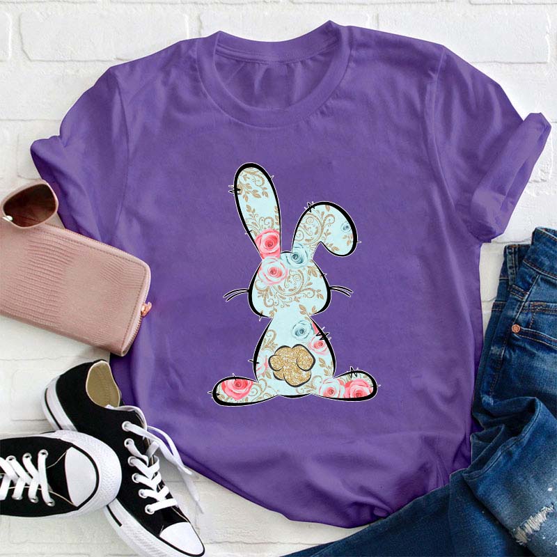 Floral Easter Bunny Teacher T-Shirt