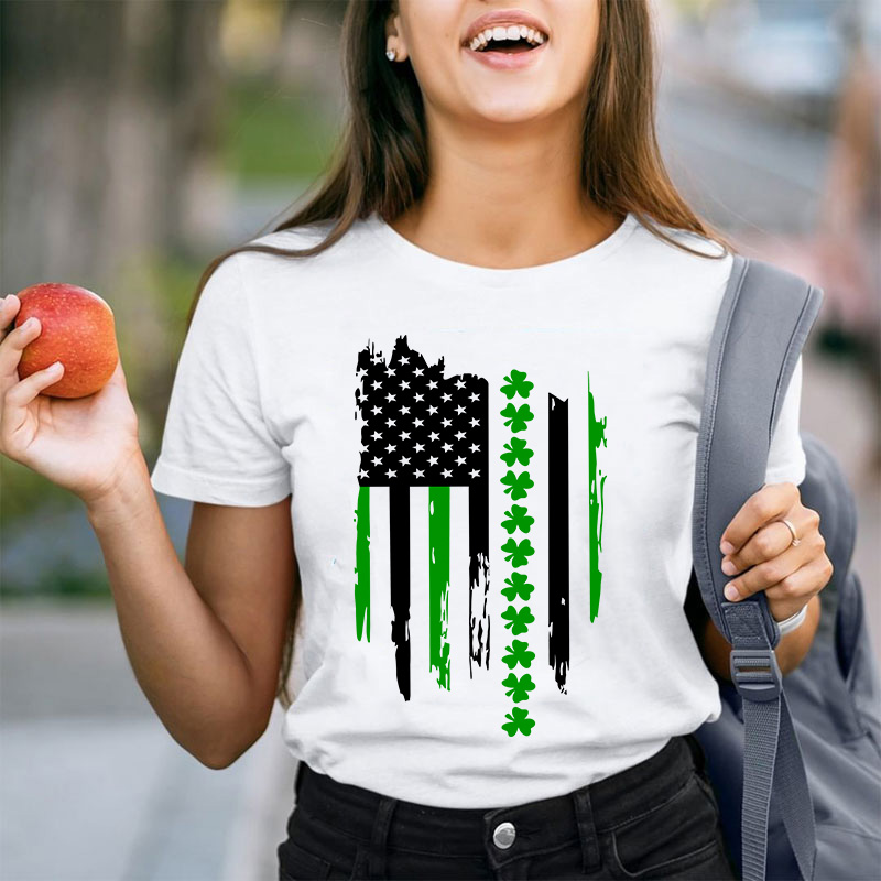 Happy St Patricks Day Flag Teacher T-Shirt