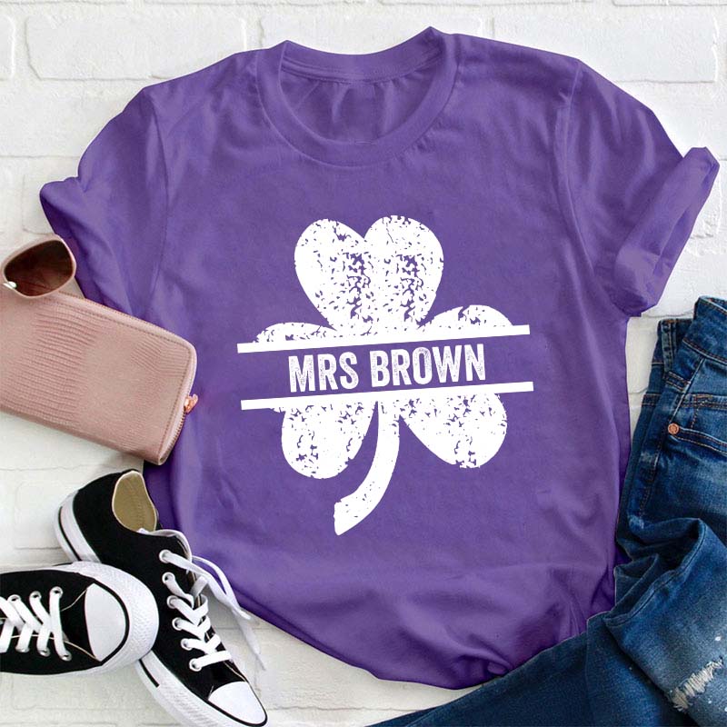 Personalized Lucky Clovers Teacher T-Shirt
