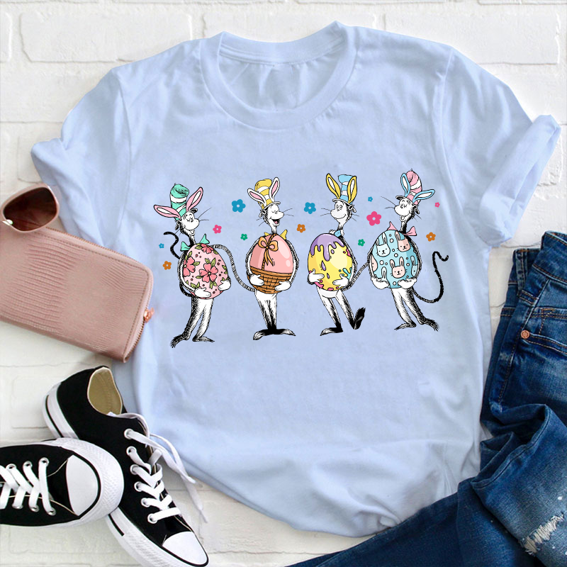 Happy Easter Cute Cat Teacher T-Shirt