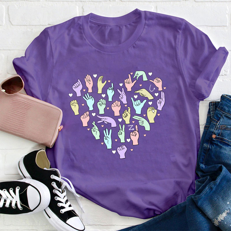 ASL Heart Alphabet Teacher T-Shirt