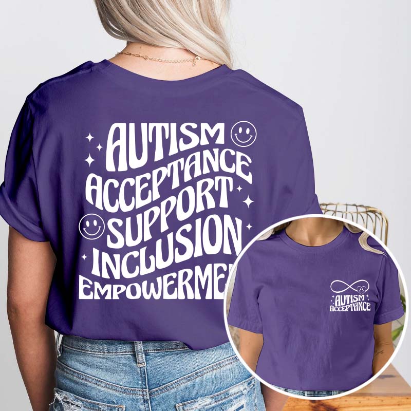 Autism Acceptance Teacher Two Sided T-Shirt