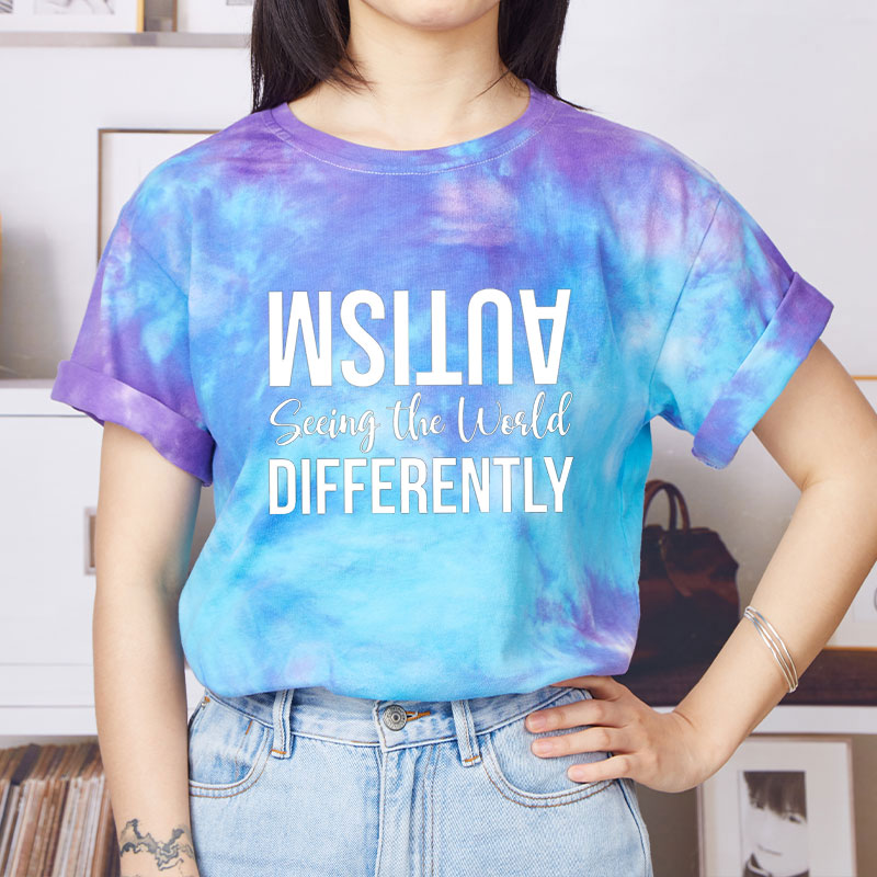 Autism Seeing The World Different Teacher Tie-dye T-Shirt