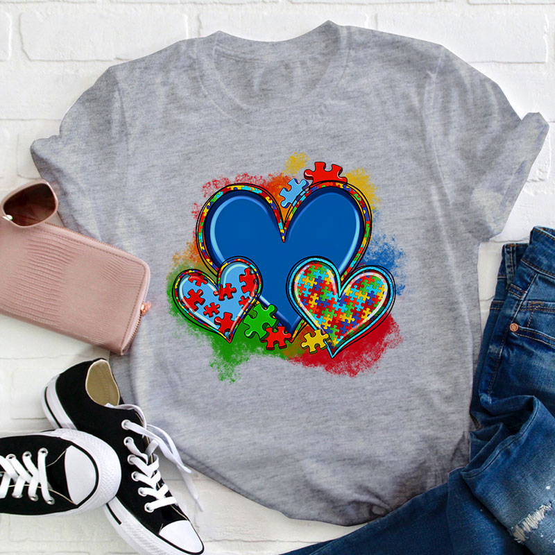 Autism Heart Neurodiversity Teacher T-Shirt