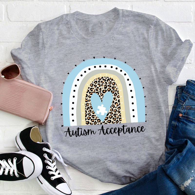 Autism Acceptance Rainbow Teacher T-Shirt