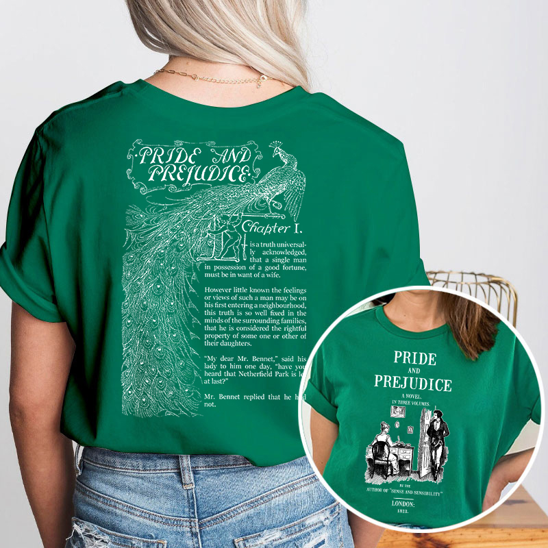 Pride And Prejudice A Novel In Three Volumes Teacher Two Sided T-Shirt