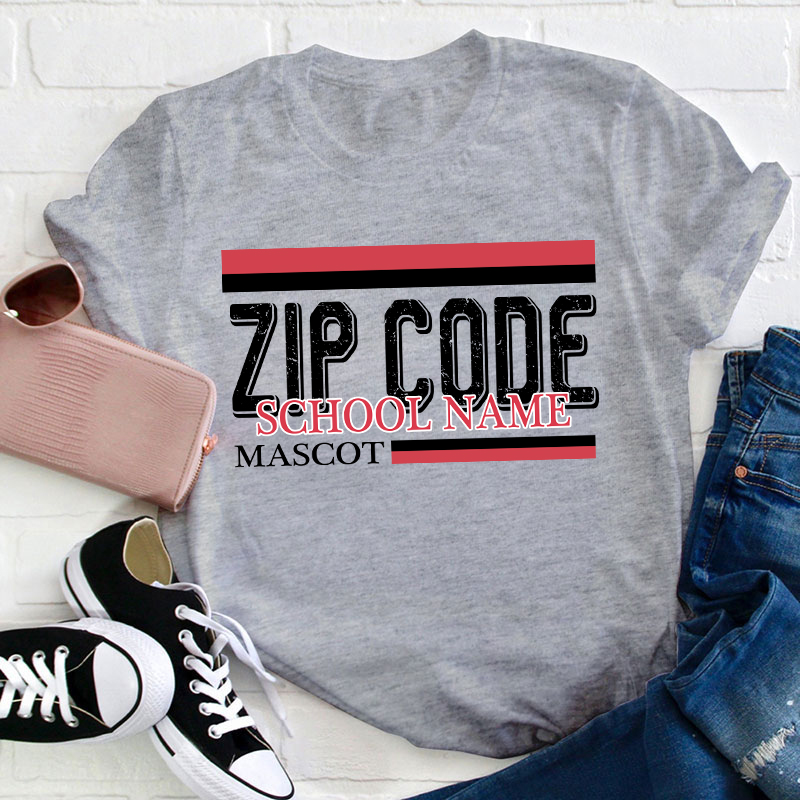 Personalized Zip Code School Teacher T-Shirt Sale-Teachersgram