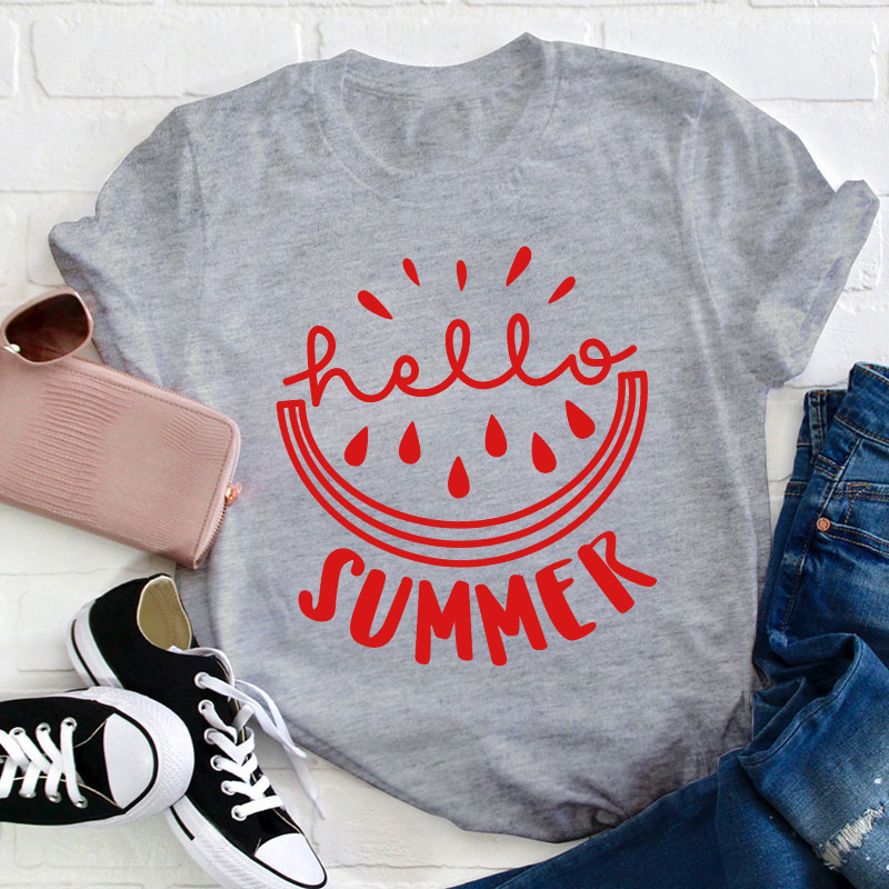 Watermelon Hello Summer Teacher T-Shirt