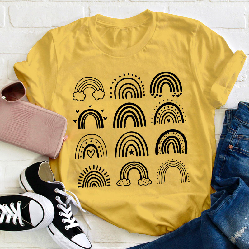 Rainbow Of Different Shapes Teacher T-Shirt