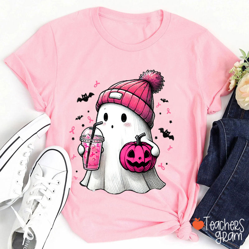 Ghost Breast Cancer Teacher T-Shirt