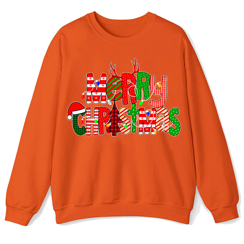 Merry Christmas With Rich Pattern Teacher Sweatshirt