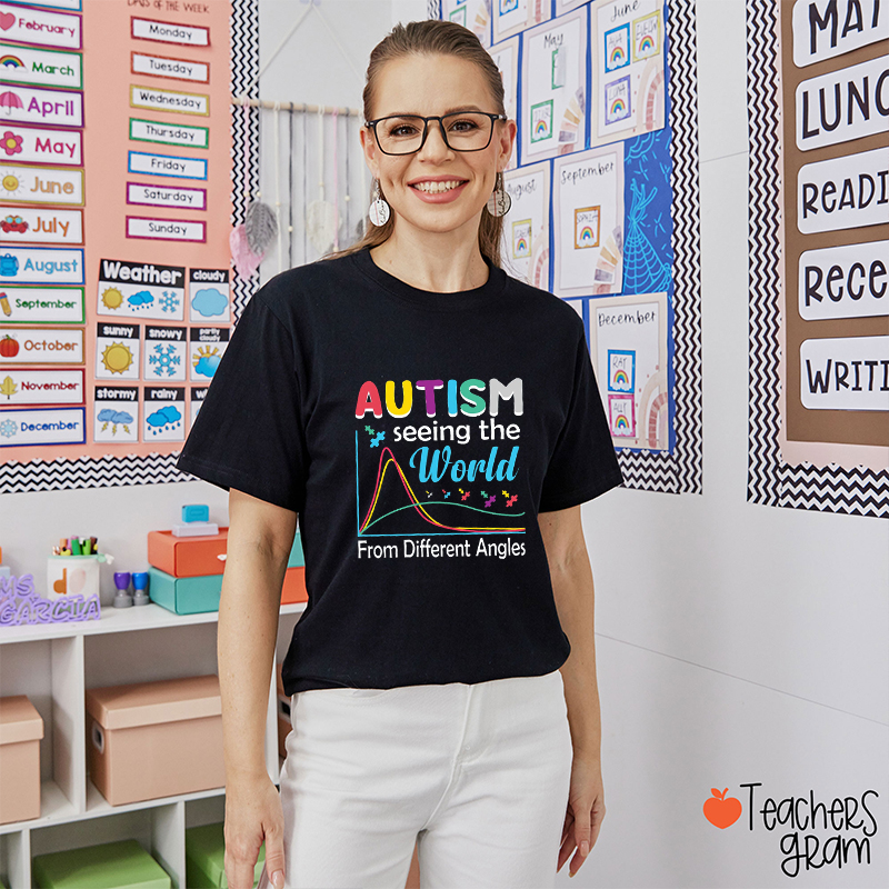 Autism Seeing The World From Different Angles Teacher T-Shirt
