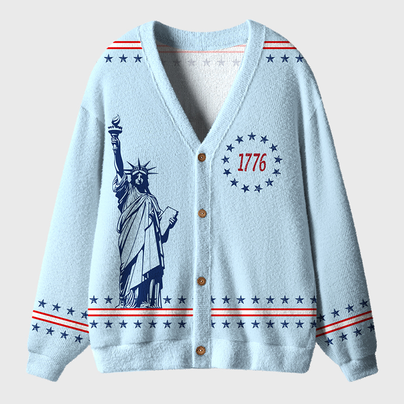 We The People Statue Of Liberty Teacher Ugly Cardigan Sweaters