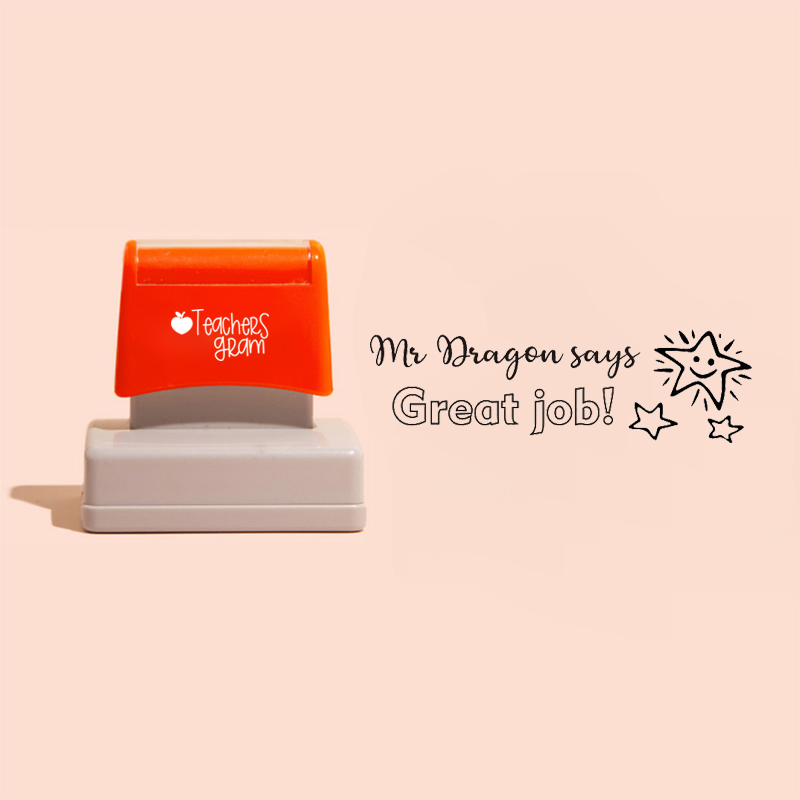 Personalized Name Great Job Star Teacher Rectangle Stamp