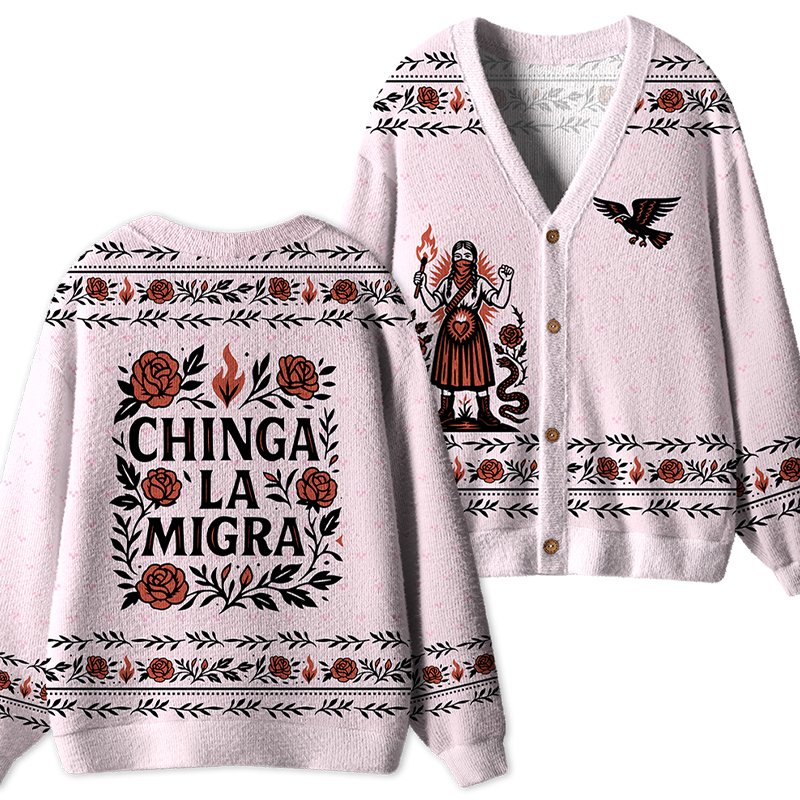 Chinga La Migra Teacher Ugly Cardigan Sweaters
