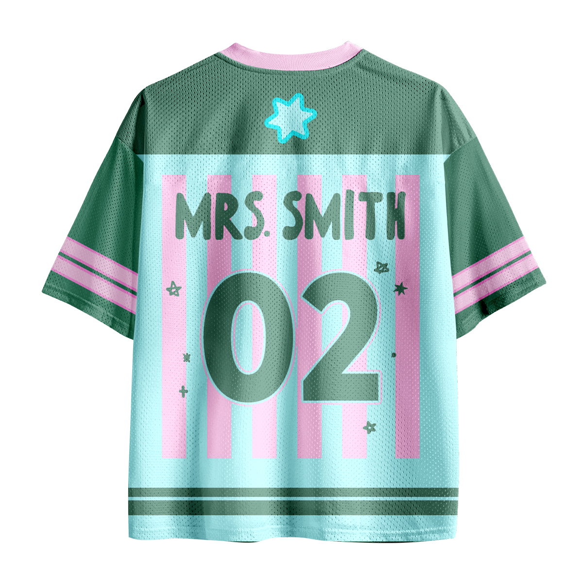 Personalized Grade And Name Preppy Stripes Teacher Mesh Jersey