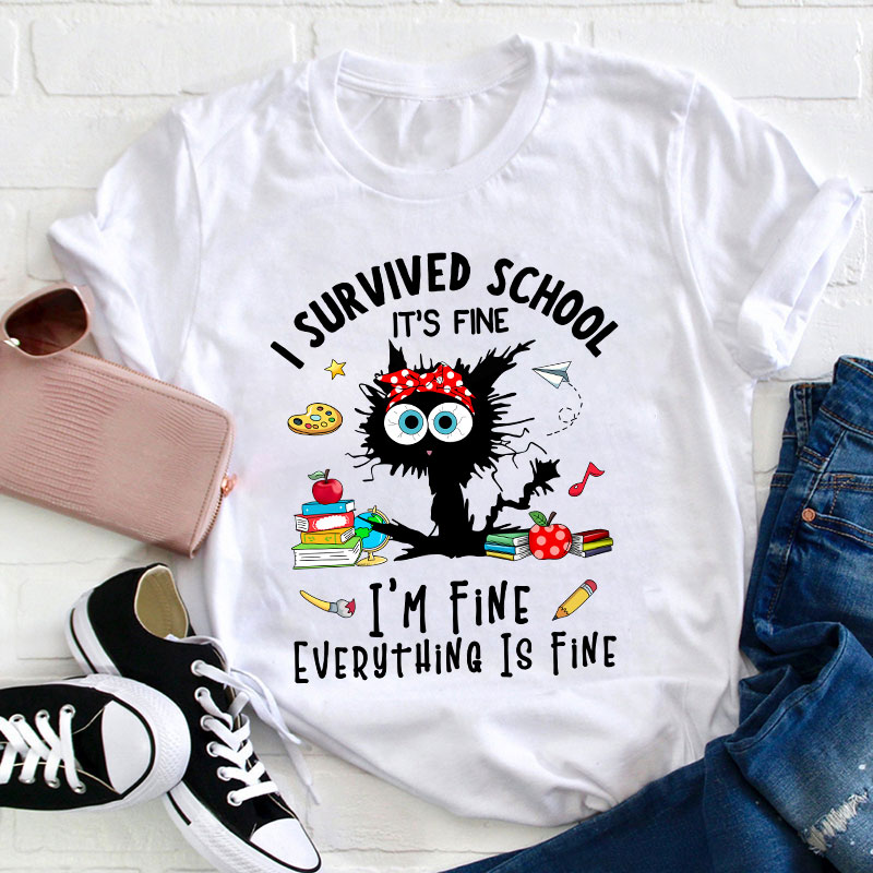 I'm Fine Everything Is Fine Teacher T-Shirt Sale-Teachersgram
