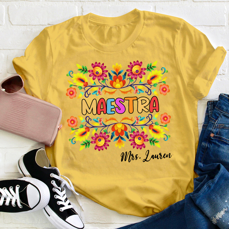 Personalized Name Maestra Teacher T-Shirt