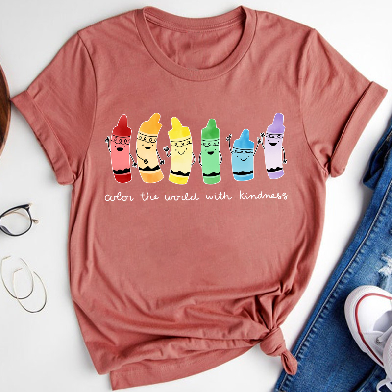 Color The World With Kindness Teacher T-Shirt