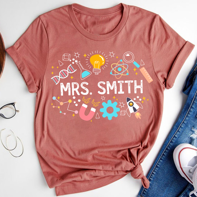 Personalized Science Vibes Teacher T-Shirt