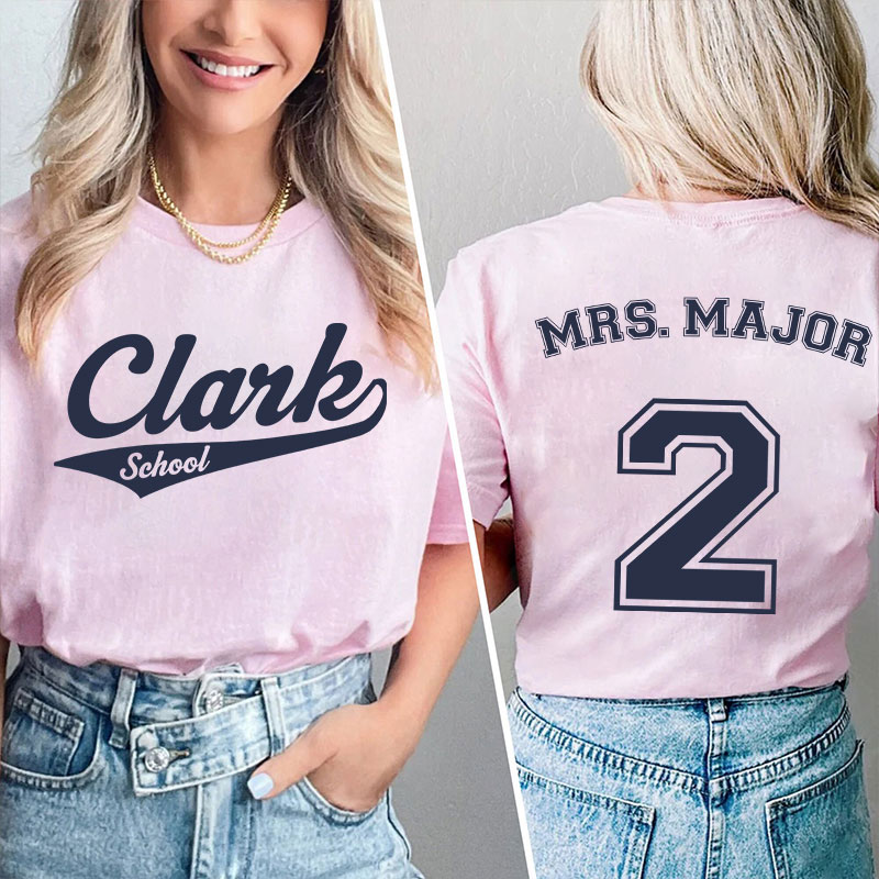 Personalized Sports Baseball Style Team Teacher Two Sided T-Shirt