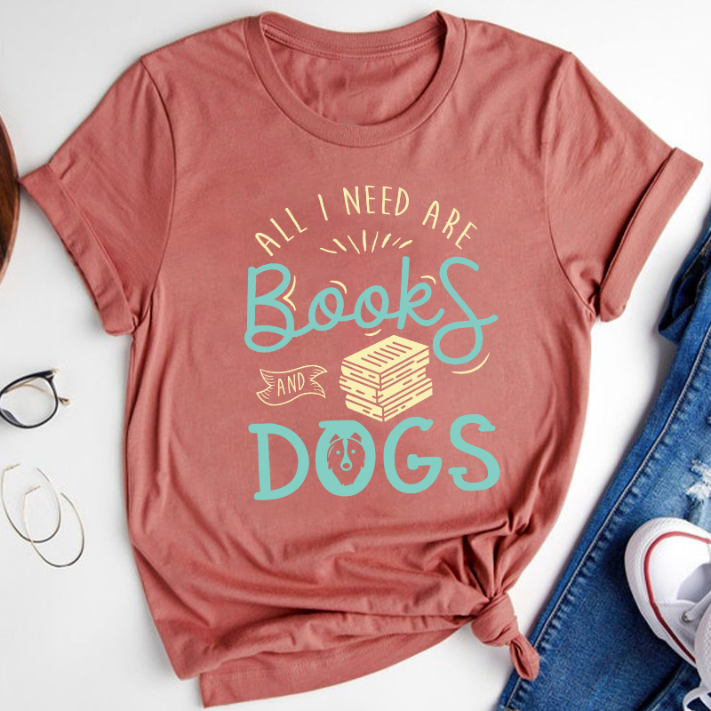 All I Need Are Books And Dogs Teacher T-Shirt