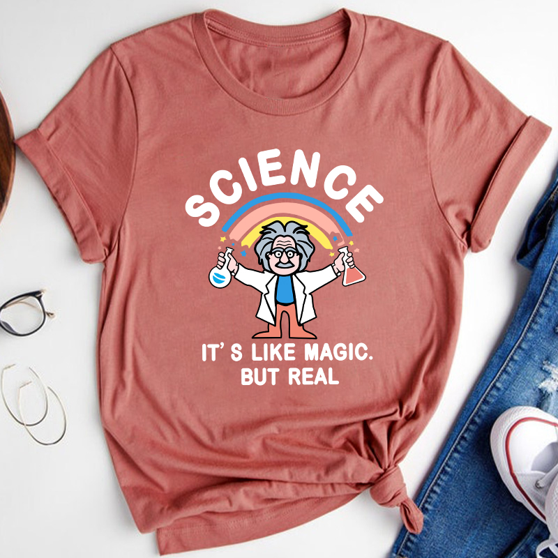 Rainbow Science It's Like Magic But Real Vintage Teacher T-Shirt