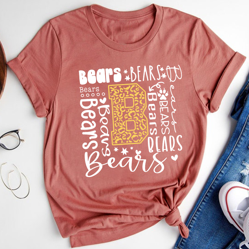Personalized Colorful Leopard Mascot Teacher T-Shirt