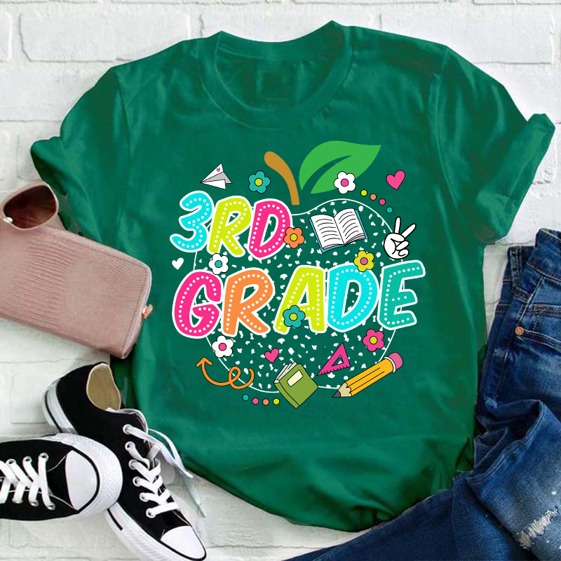 Personalized Neon Lights Apple Teacher T-Shirt