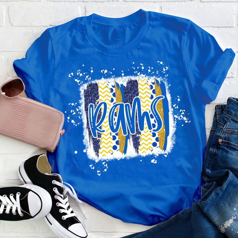 Personalized Brush Stroke Bleached Spirit Mascot Teacher T-Shirt