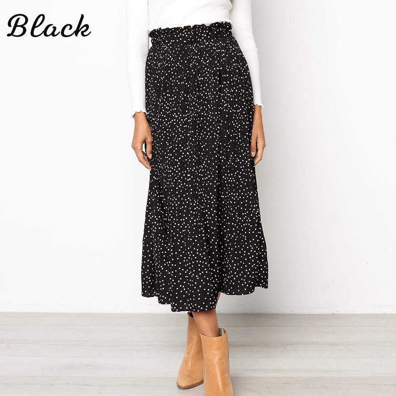 【BAON】Doito Banding Dot Long Skirt Boho Dot Print Skirt Sale-Teachersgram