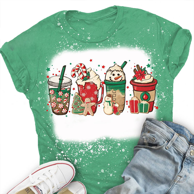 Christmas Coffee Teacher Printed T-Shirt