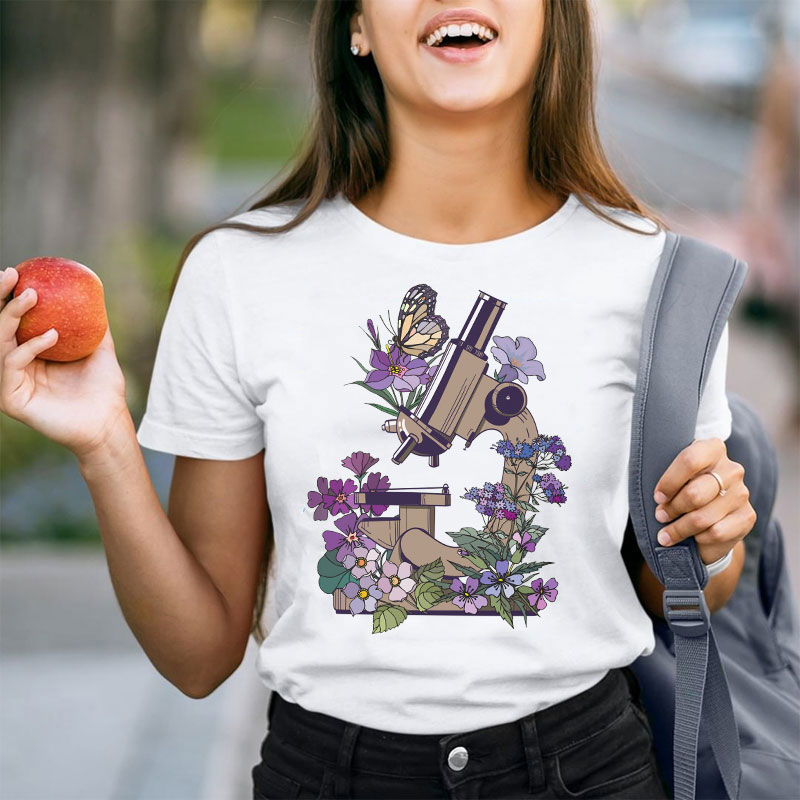 Science Flower Microbiology Teacher T-Shirt