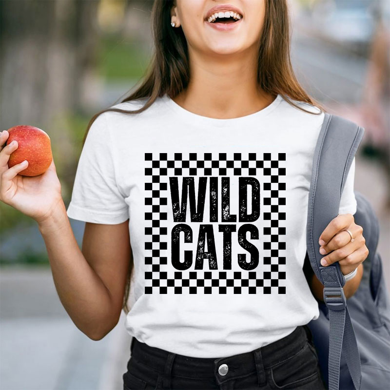 Personalized School Spirit Mascot Simple Lattice Design Teacher T-Shirt