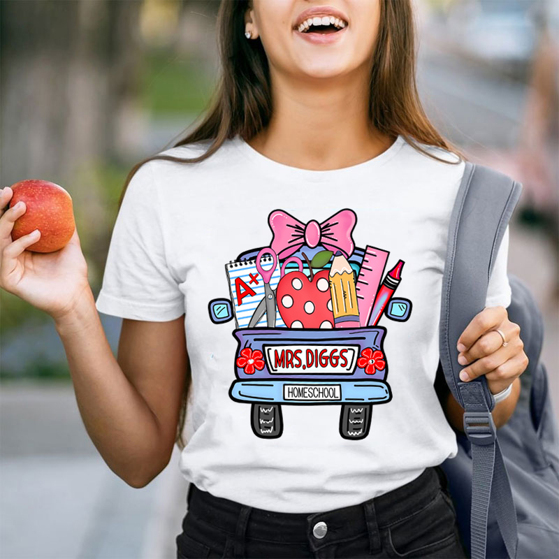 Personalized School Truck Teacher Name Teacher T-Shirt