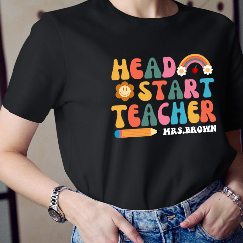 Personalized First Grade Teacher Teacher Name Letter T-Shirt