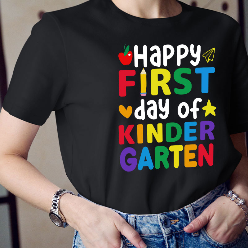 Personalized Happy First Day Of Kindergarten T-Shirt