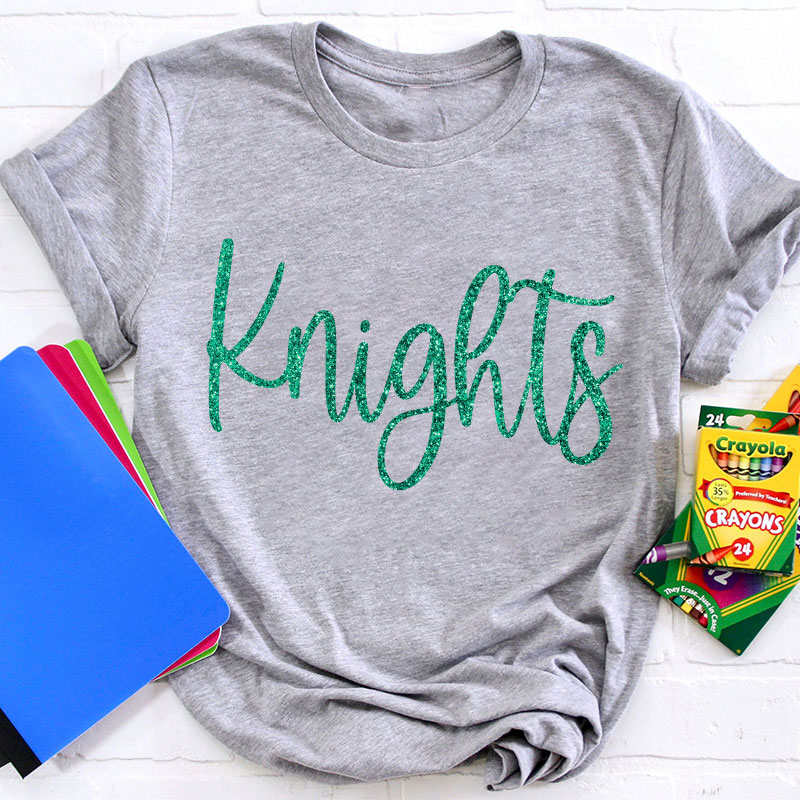 Personalized Glitter Font Mascot Teacher T-Shirt