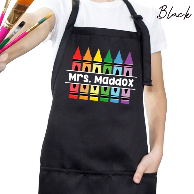 Personalized Pencil Crayon Teacher Name Apron