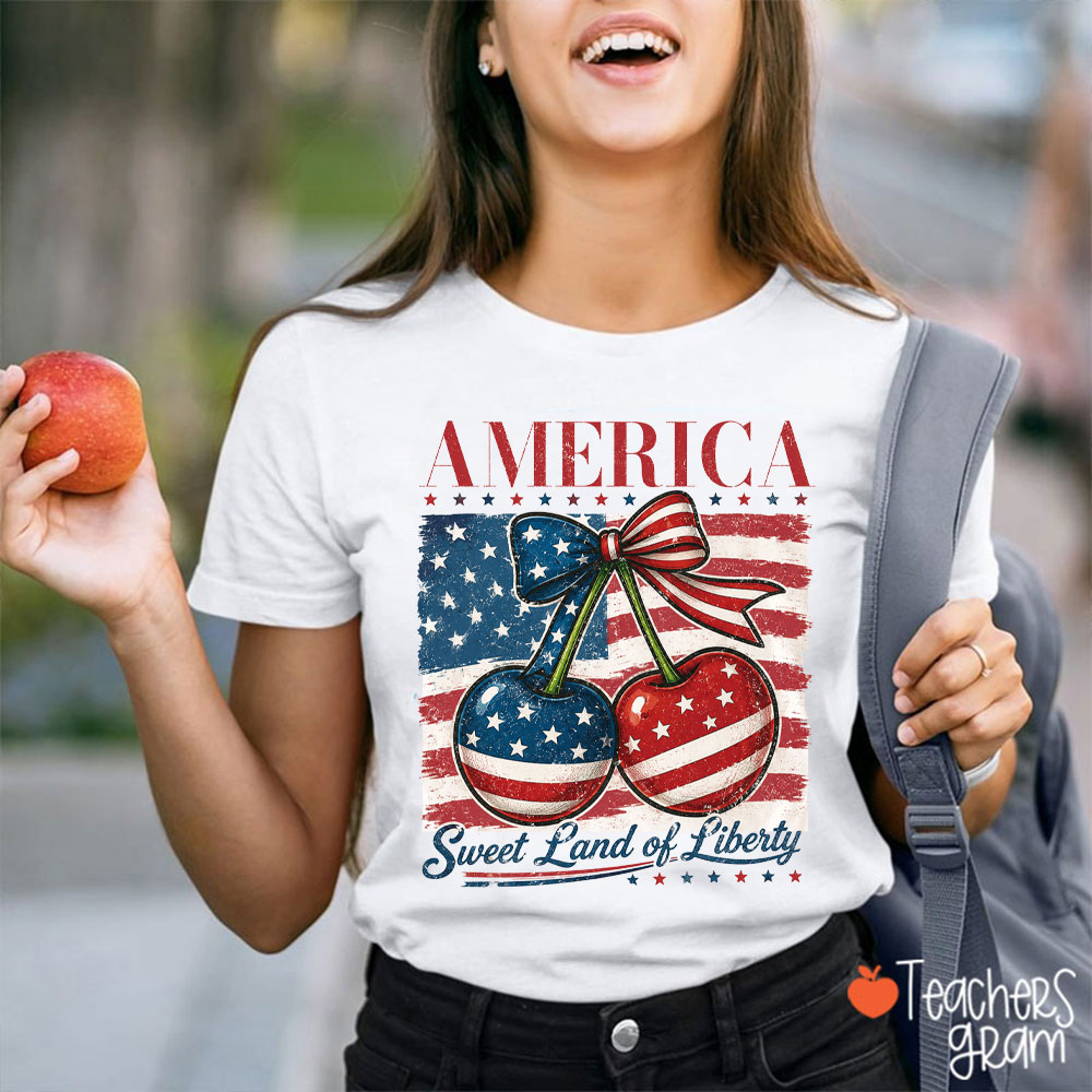 America Sweet Land Of Liberty Teacher T-Shirt