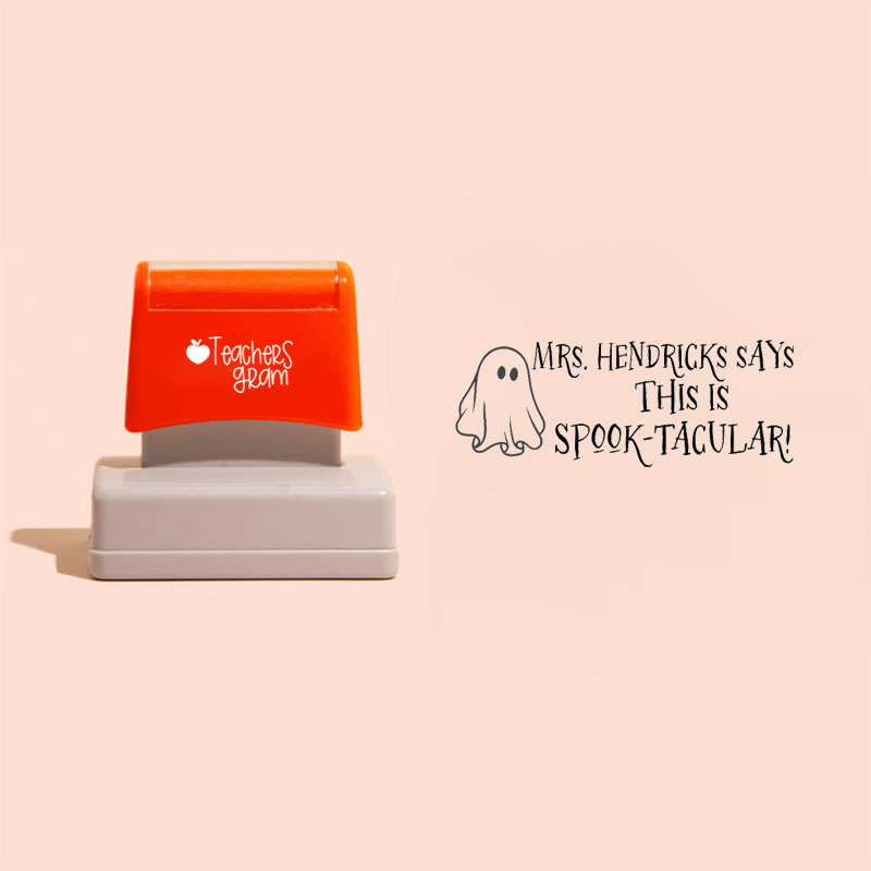 Personalized Teacher Says This Is Spooktacular Teacher Rectangle Stamp