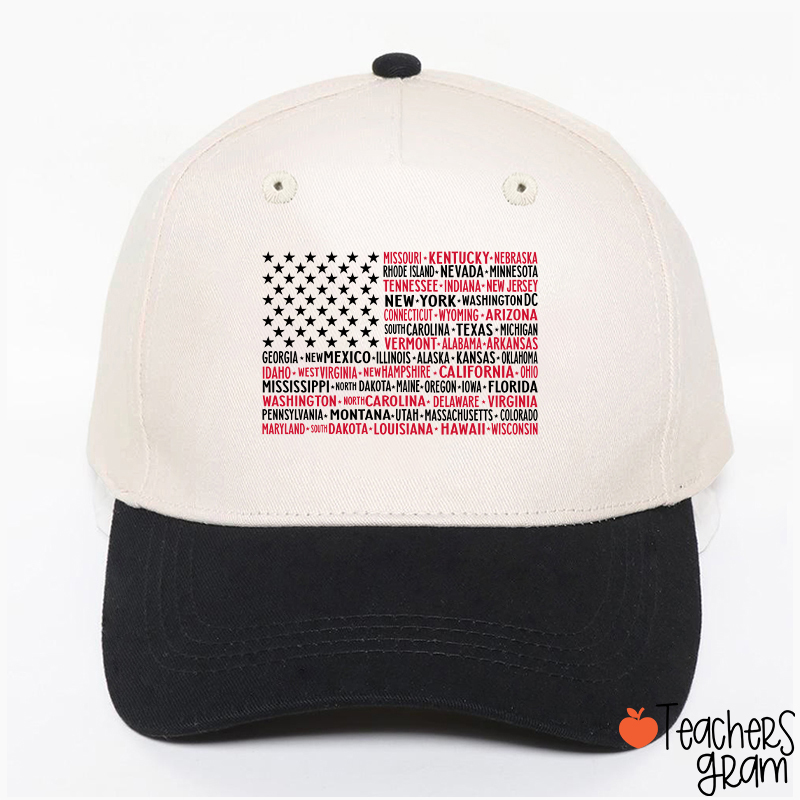 Vintage American Flag 4th Of July Teacher Baseball Cap