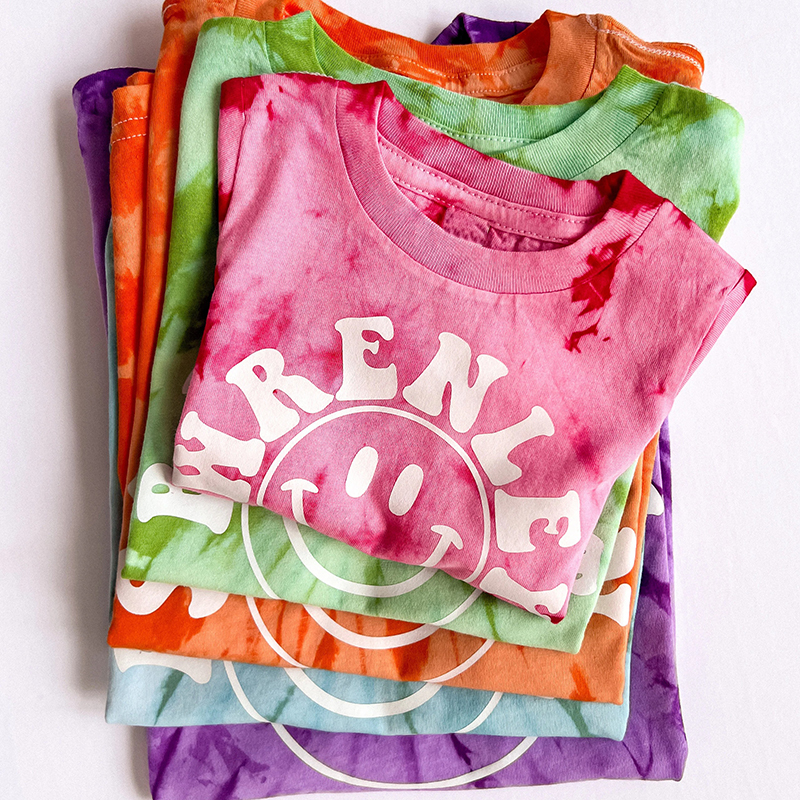 Personalized Name Happy Face Teacher Eco Oversized Graphic T-Shirt