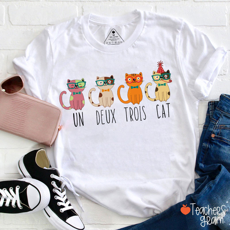 Un Deux Trois Funny Cat French Teacher T-Shirt
