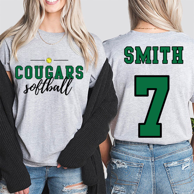 Personalized Mascot Sport Name And Number Game Day Teacher Two Sided T-Shirt