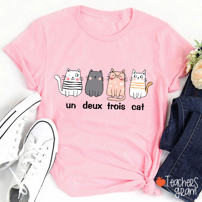 French Cat Un Deux Trois Cat French Teacher T-Shirt