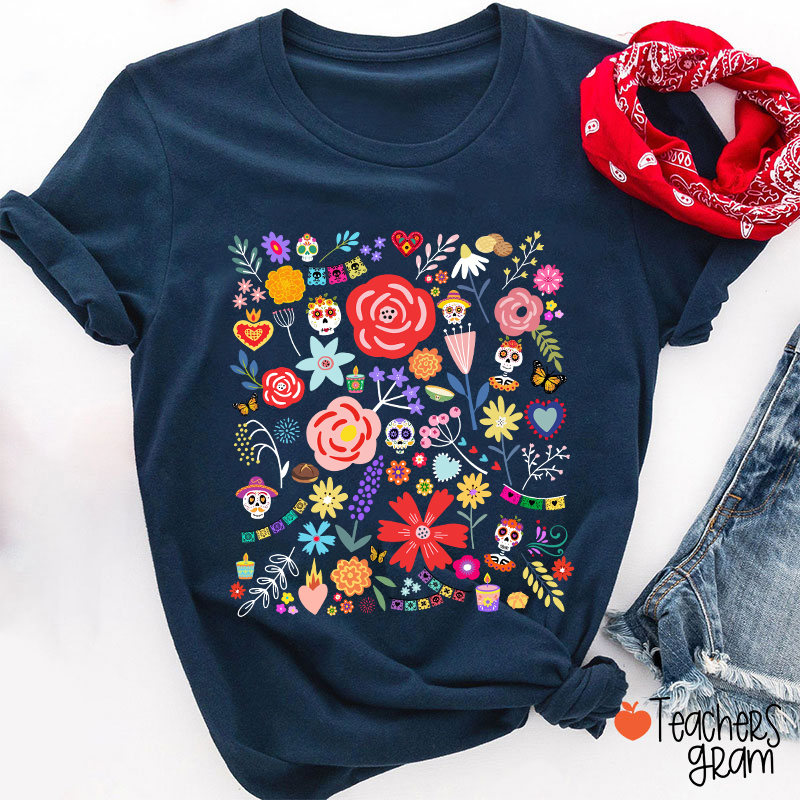 Dia De Los Muertos Mexican Art Spanish Teacher T-Shirt