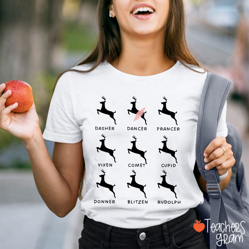 Dancing Reindeer Teacher T-Shirt